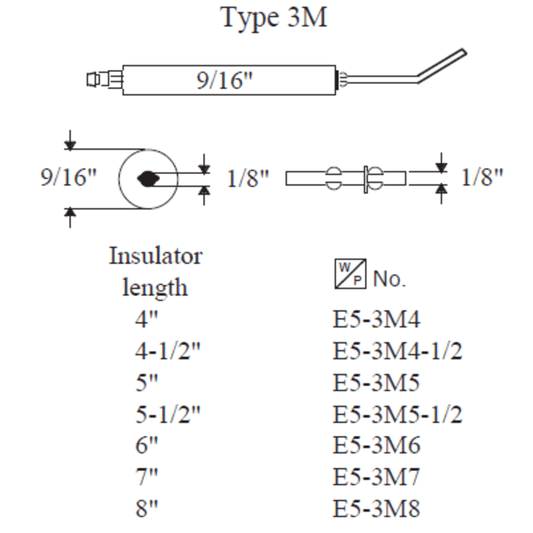 Westwood 3M8, Type 3M Electrode, 8” 2pk