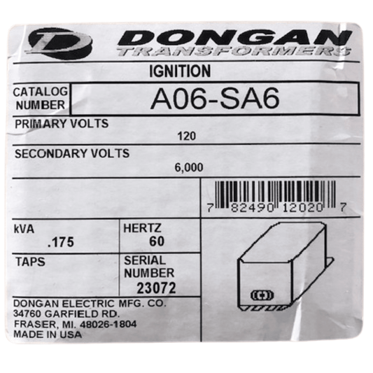 Dongan AO6-SA6,  Ignition Transformer, P120 S6000 END GRD
