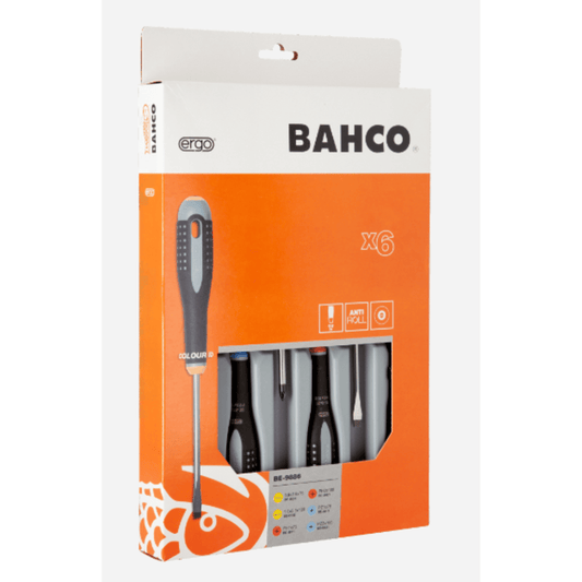 Bahco BE-9886, ERGO™ Straight and Flat Slotted/Phillips/Pozidriv Screwdriver Set