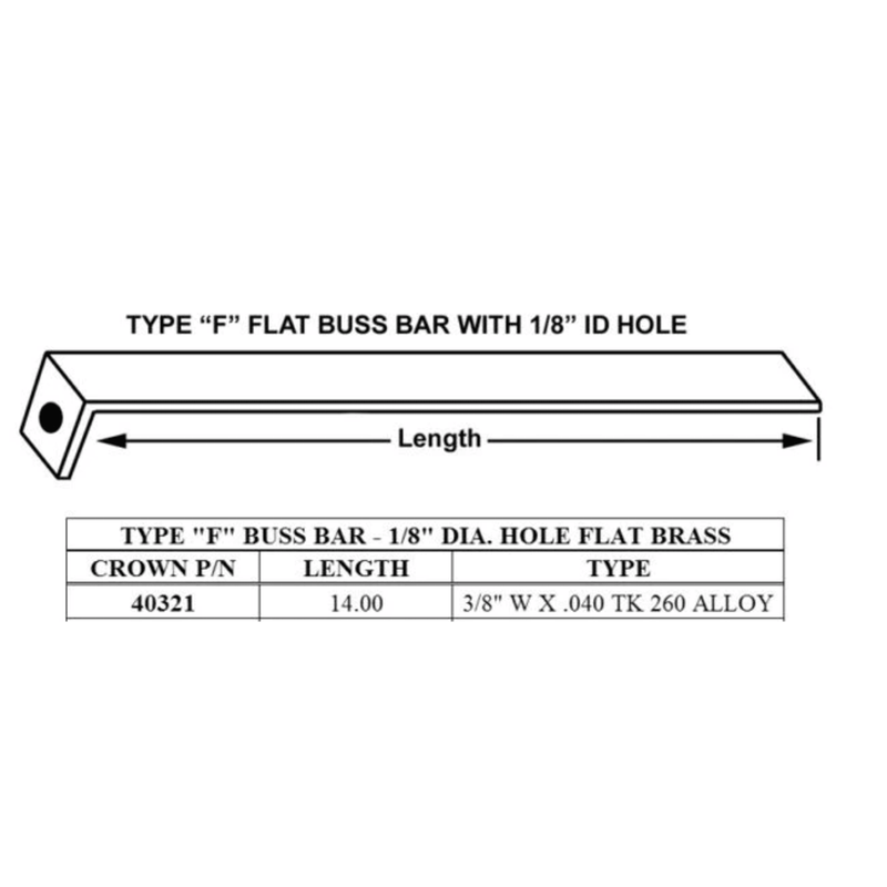 Buss Bar TYPE F 14"  - Crown