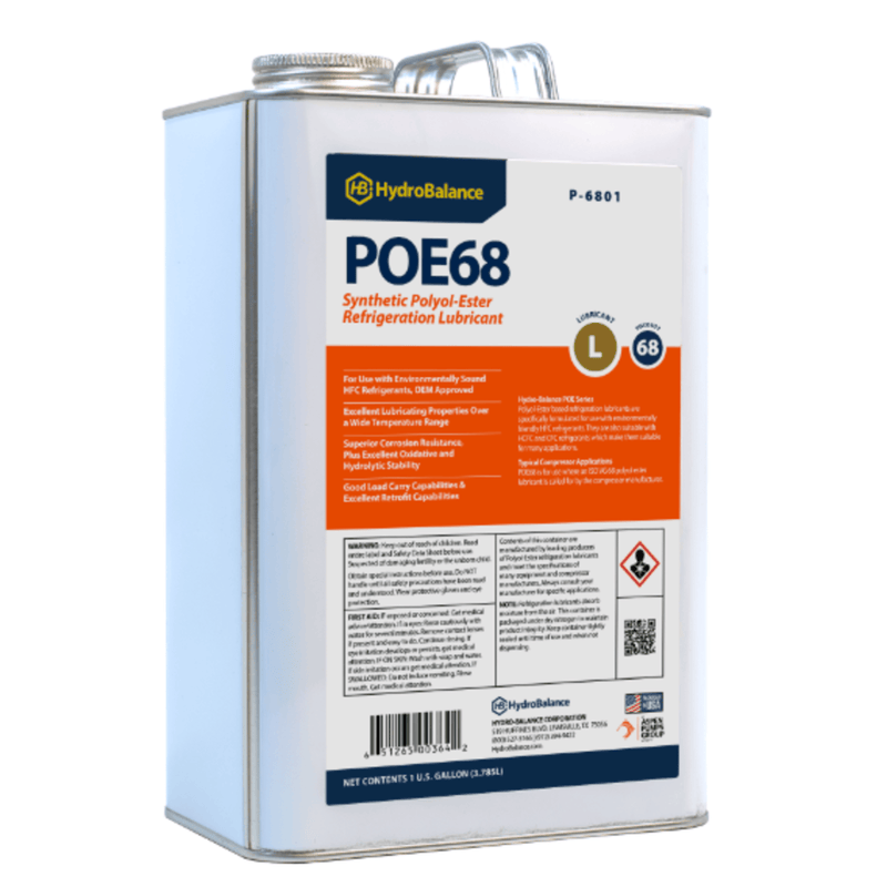 Lubrifiant pour réfrigération ISO 68s à base d'ester de polyol bidon métallique de 1 gal, (4 unités) - HydroBalance
