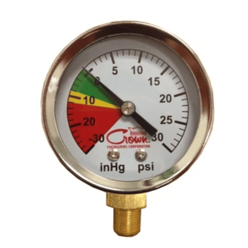 Compound Gauge 30hg/30psi 1/8 NPT, BTM, 2 In. FACE  - Crown