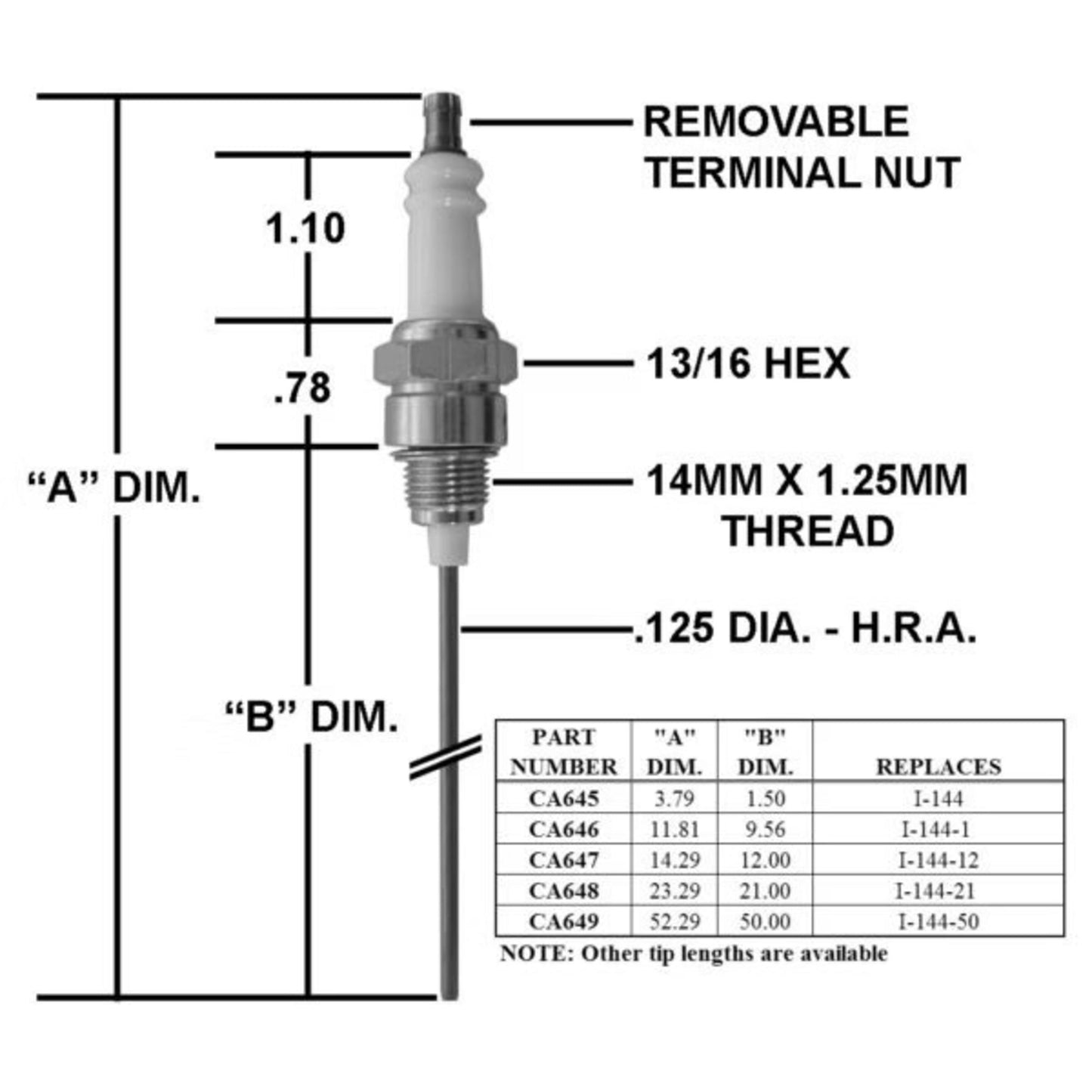 CA649 - Crown - IGNITER/I-144 W/50 In.B-DIM (EA)