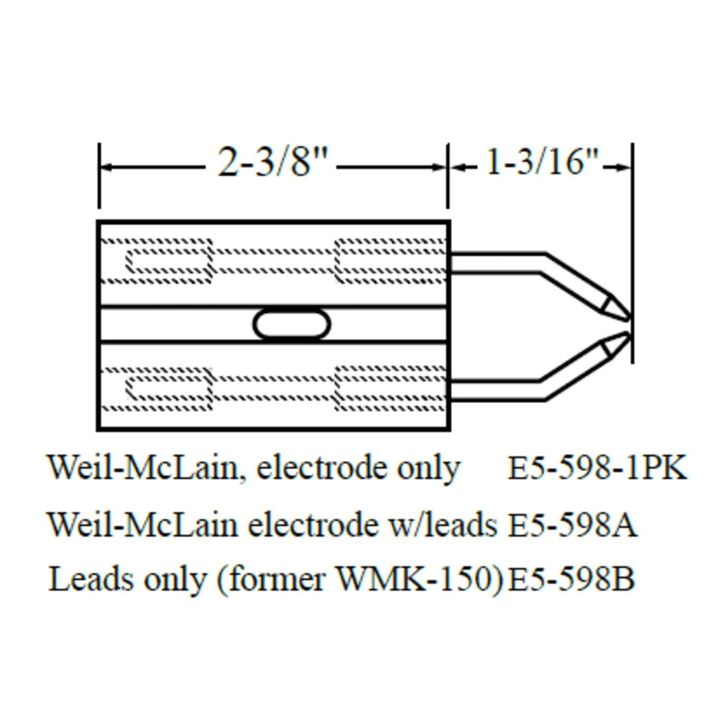 Westwood 598A, Weil-McLain Electrode w/leads 1pk