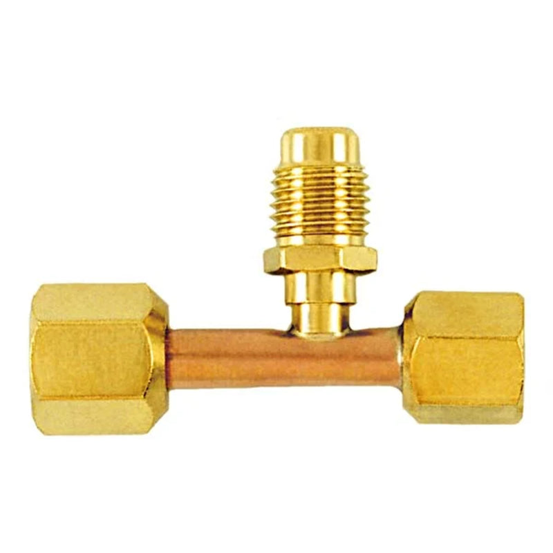 Access Valve 1/4" f. flare hex x 1/4" f. double flare w/ depressor tip x 1/4" m., CD2245 2PK - C&D