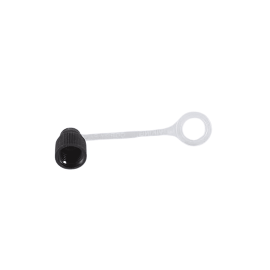 CD2221/6 - C&D - 1/2-16 Acme cap, black glass-filled nylon w/ neoprene o-ring seal and strap 6PK