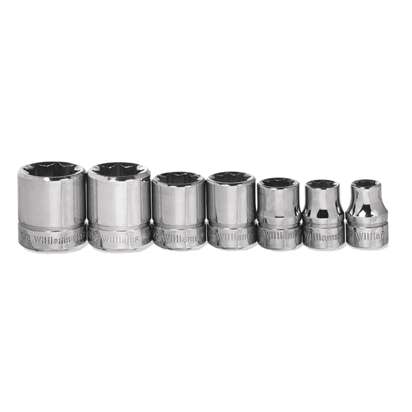 Williams WSBD-7RC, 7piece 3/8" Drive 4 & 8-Point SAE Shallow Socket Set