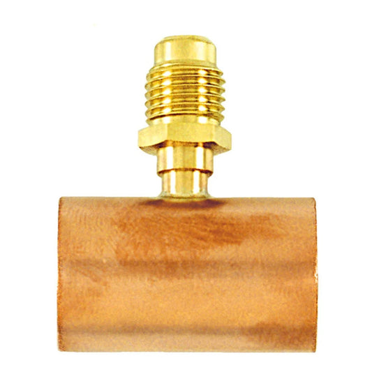 CC8434/2 - C&D - tee with 1/4" m. flare access on copper tube that takes 3/4" OD tube, CD2245 2PK