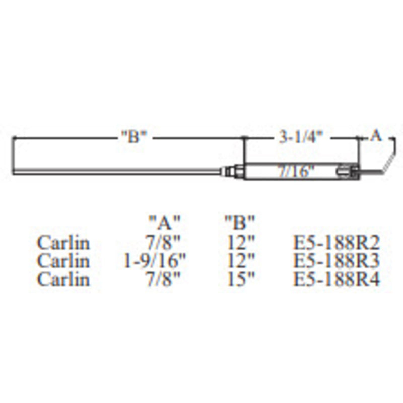 Electrode CARLIN 20779, 2pk without 12" BB  (Crown Replacement for WP-E5-188R3)