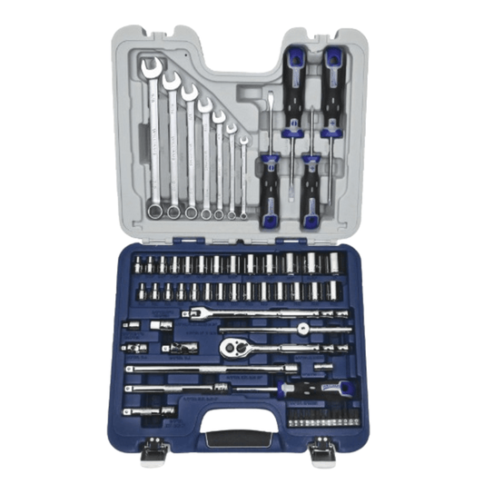 Williams 50605B Screwdriver and Wrench Set, 6 and 12-Point SAE and Metric Socket, 63-piece