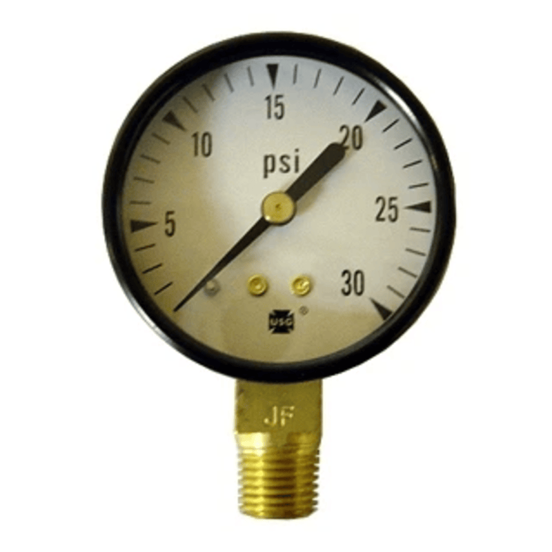 Pressure Gauge PSI 0-30 psi 2 In. FACE 1/4 BOTTOM MOUNT (Westwood WP-S100-110) - Crown