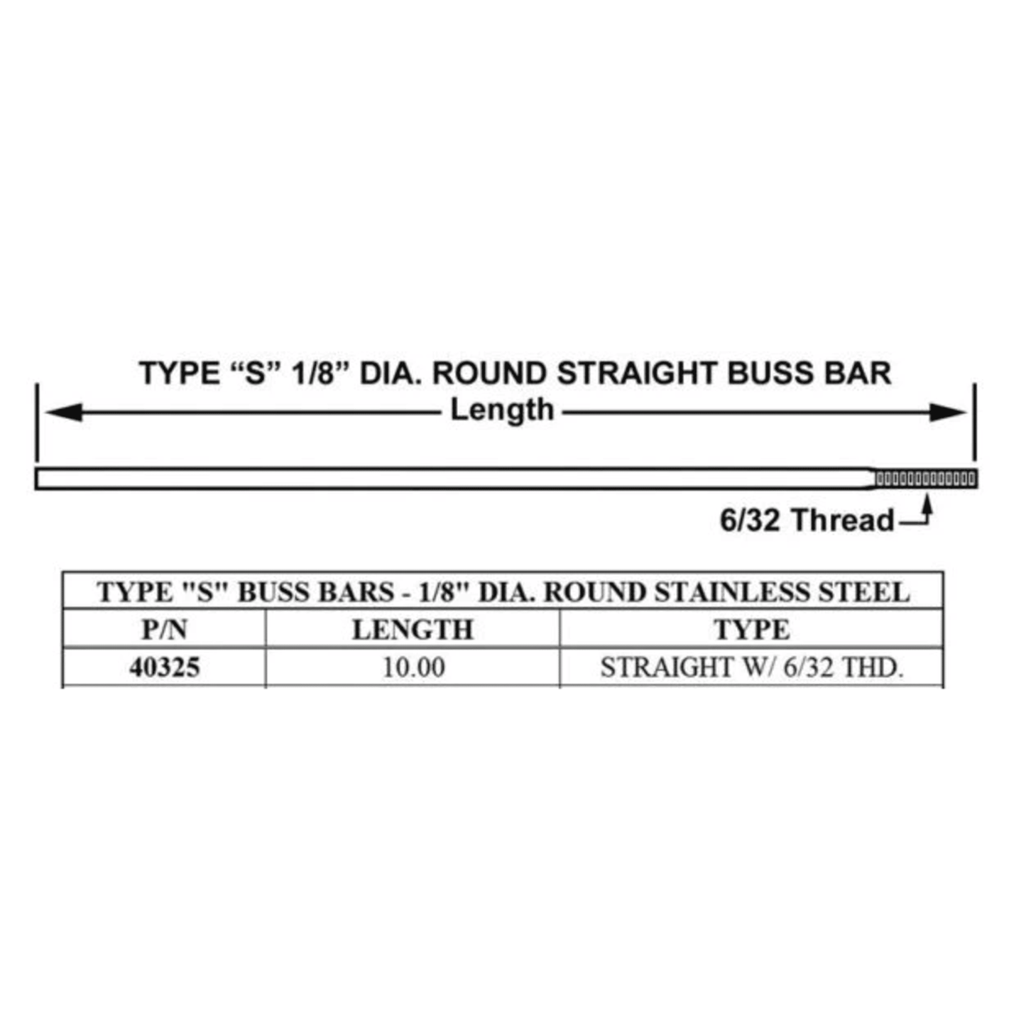 40325 - Crown - TYPE S    BUSS BAR 10 In. (1EA)