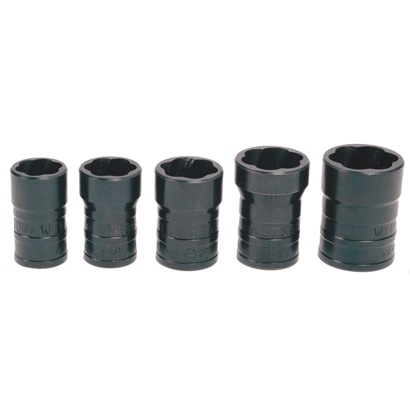 Socket Set on Rail and Clips 5pc 1/2" SAE & Metric TURBOSOCKET  Salvage  - Williams
