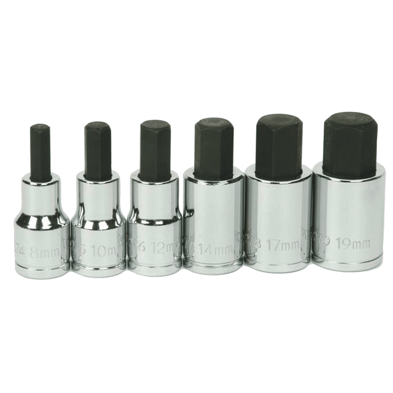 Socket Set 1/2" Drive Standard Length Hex Bit ,Metric 6pc - Williams