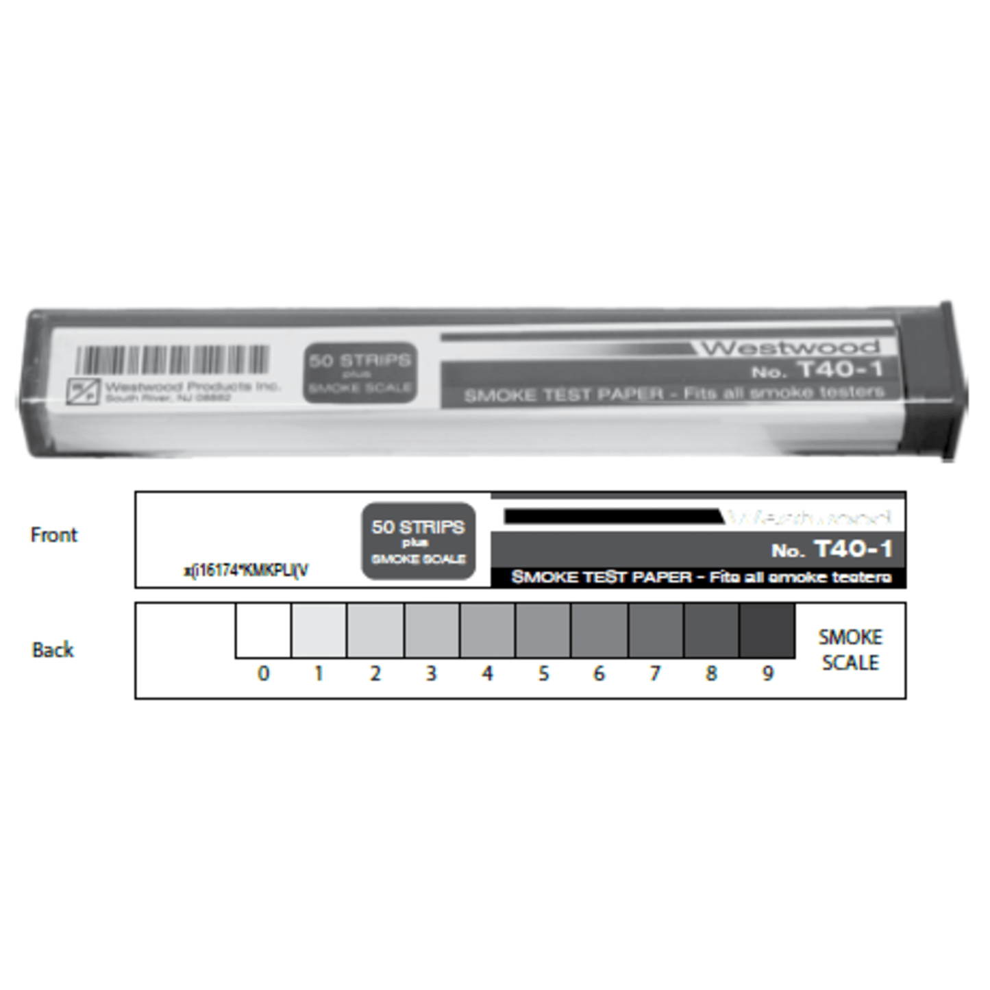 Westwood T40-1, Universal smoke test paper, pkg. of 50 strips