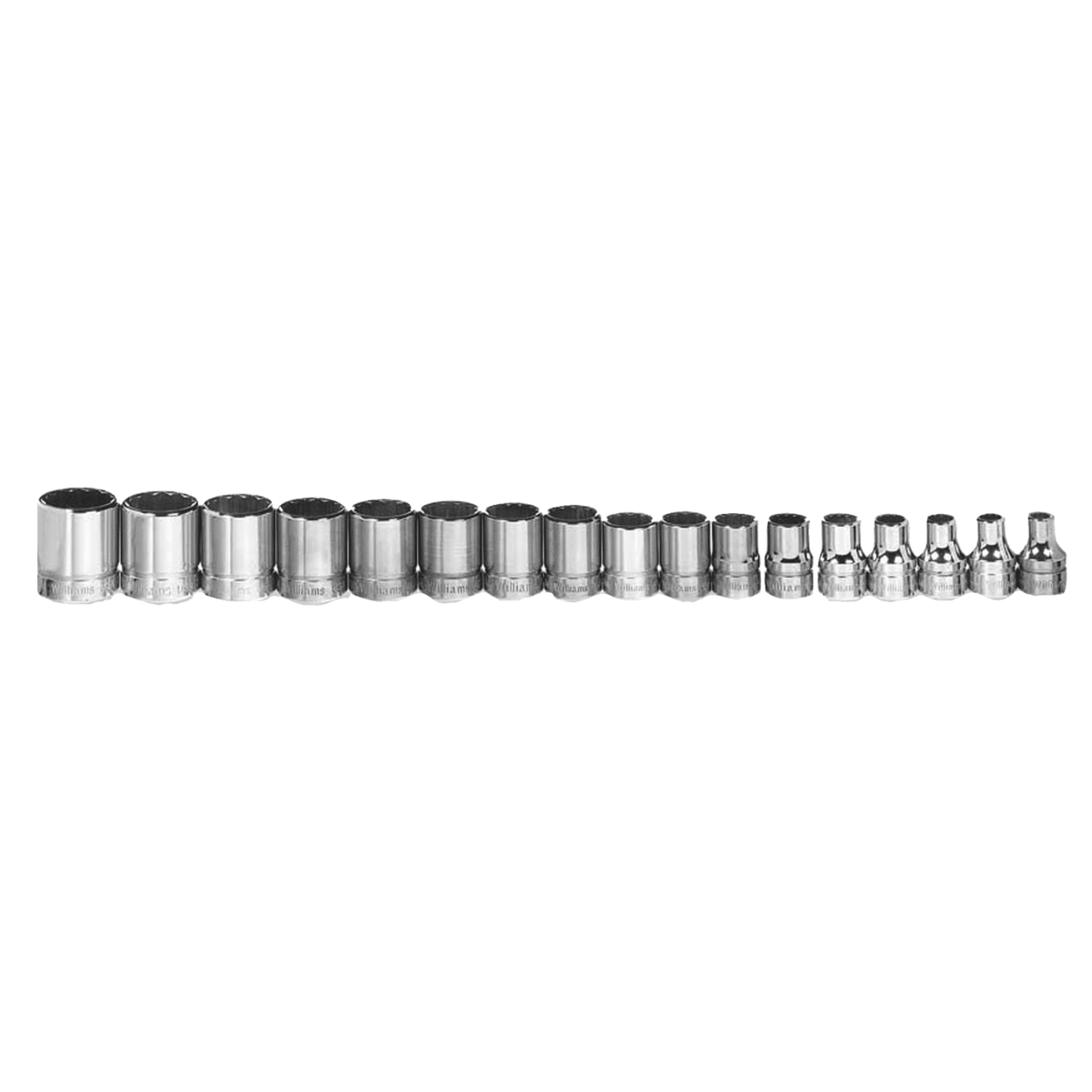 Williams MSB-12RC, 12pc 3/8" Drive 12-Point Metric Shallow Socket Set on Rail and Clips