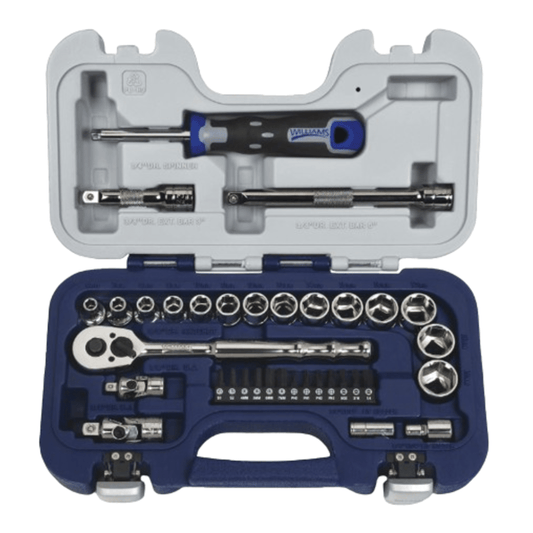 Williams 50613B, Basic Tool Set with 1/4" Hex Screwdriver Bits, 6-Point Metric, 35-piece