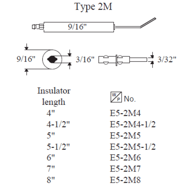 Type 2M Electrode, 7", 2pk (Equal to CRO-05070-02)
