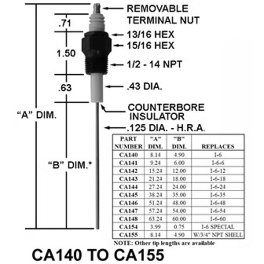 CA141 - Crown - IGNITER/REPL I-6-6 W/ 6" TIP (EA)