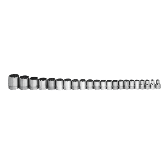 Williams MSB-20RC, 20pc 3/8" Drive 12-Point Metric Shallow Socket Set on Rail and Clips