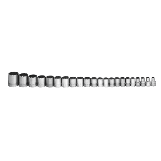 Williams MSB-20RC, 20 pc 3/8" Drive 12-Point Metric Shallow Socket Set on Rail and Clips