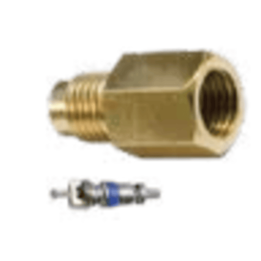 CD1450/2 - C&D - adapter- 1/4" m. flare access w/ valve core x 1/4" f. flare w/ copper gasket 2PK