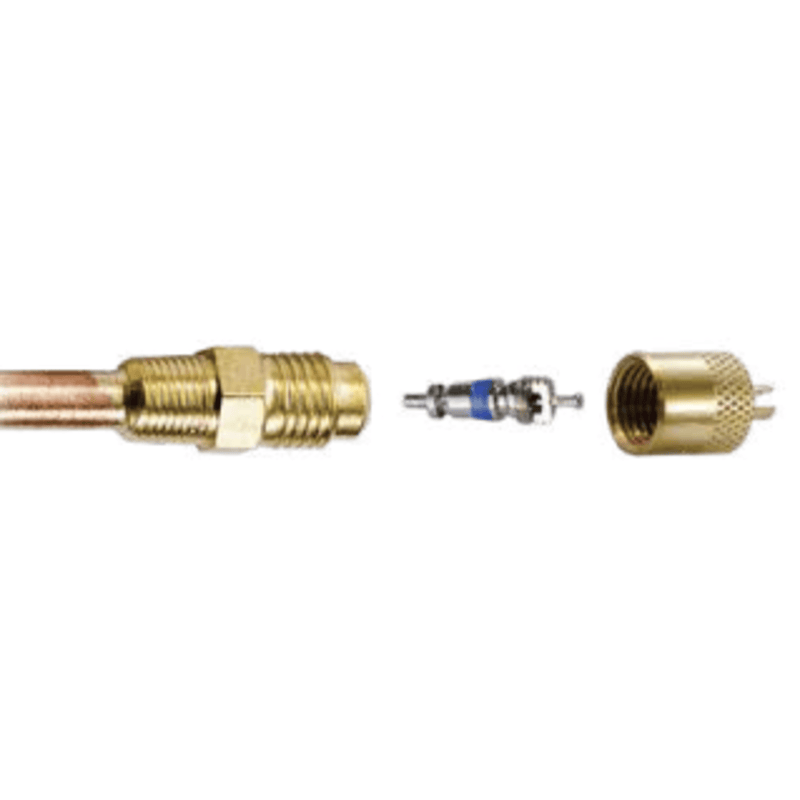 Access Valve 1/4" m. flare access fitting w/ 1/4" copper tube extension, CD2250 6PK - C&D