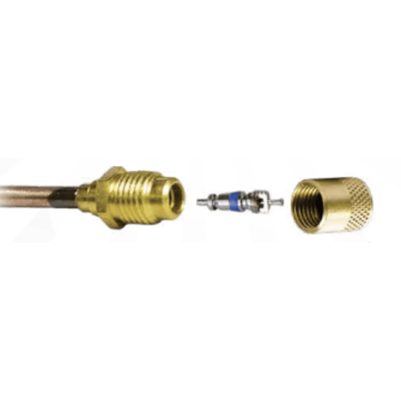 Access Valve 1/4" m. flare access fitting w/ 3/16" copper tube extension, CD2245 6PK - C&D