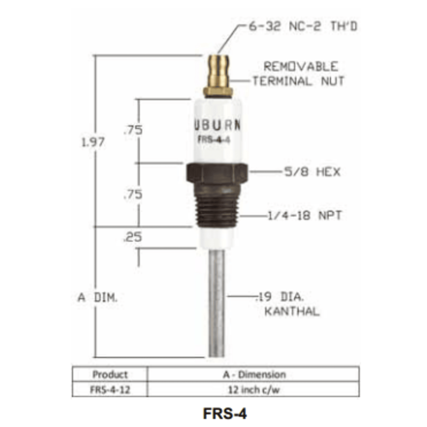 FRS-4-12 - Auburn - Flame Rod  (CS13041) (40PK)