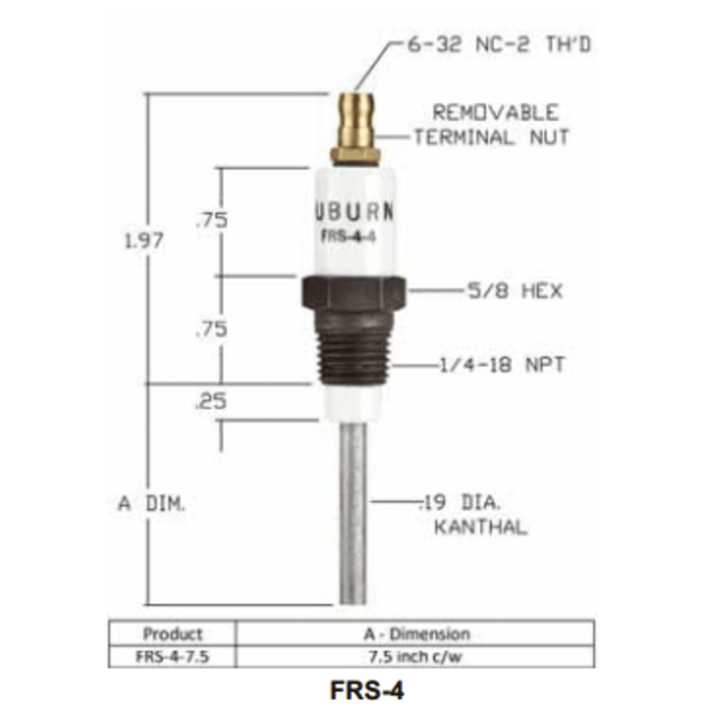 FRS-4-7.5 - Auburn - Flame Rod  (CS13117) (40PK)