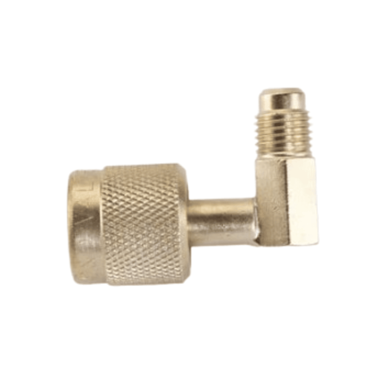 Access Valve 1/4" f. flare "Sure Seal" Retaining Coupler x 1/4" m. flare, 90° configuration 1EA - C&D