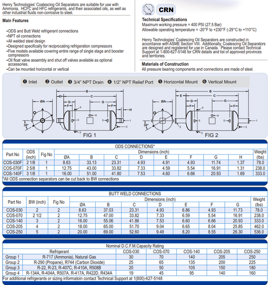 COS-030 - Henry - 2 BW - 51mm - Coalescing All Welded ASME