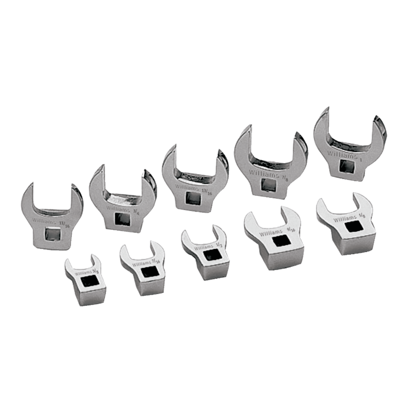 10pc 3/8" Drive Crowfoot Wrench Set , Open End, SAE - Williams