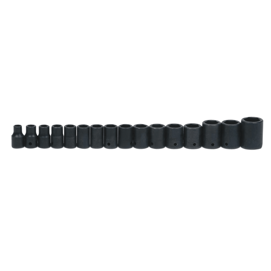 Williams MS-4-16RC, 16 pc 1/2" Drive 6-Point Metric Shallow Impact Socket on Rail and Clips
