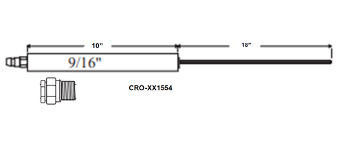 Technical drawing of a cylindrical component with dimensions and specifications on a white background