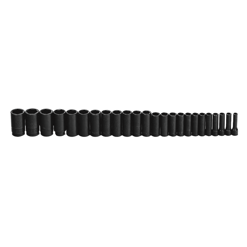 Socket Set on Clip Rail Drive Deep 6-Point Impact Metric 24pc 1/2"  - Williams