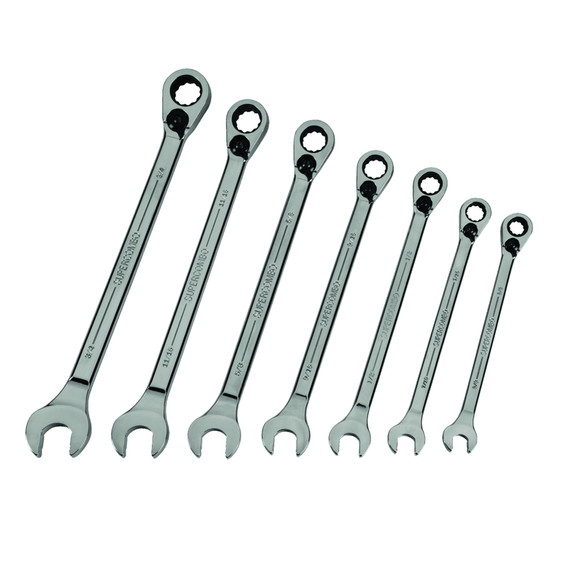 Combination Wrench 12-Point SAE Reversible Ratcheting  7 pc - Williams