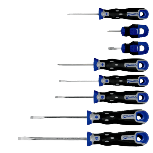 Williams SPRS-8CKP, 8 pc SUPERTORQUE™ Combo Screwdriver Set incl. 1 cabinet, 4 keystone and 3 Phillips